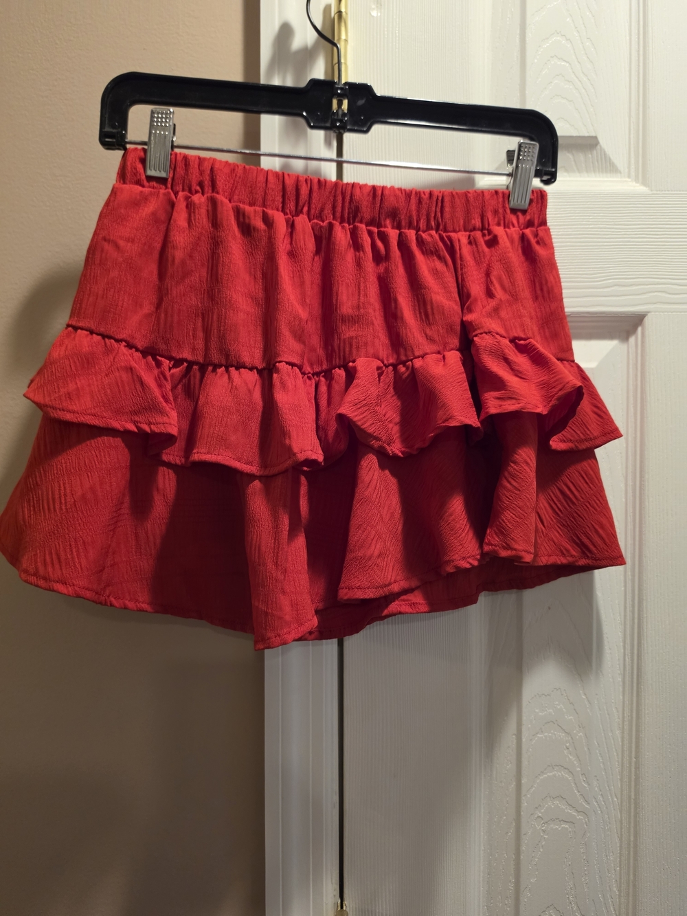 SHEIN Red Ruffled Mini Skirt